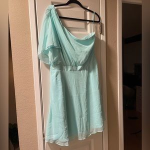 White House Black Market Light Blue One Shoulder Dress